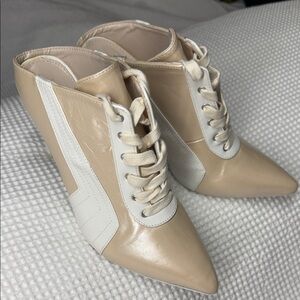 Cape Robbin Cream and White Women's Lace-Up Wedge Shoes - Size 11